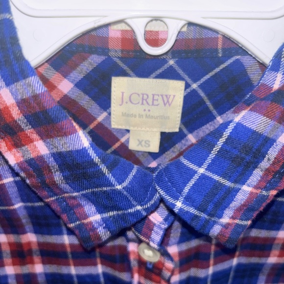 J.Crew Boy Fit Plaid Flannel Shirt Women’s XS Red Blue Long Sleeve Button Down - Picture 2 of 4